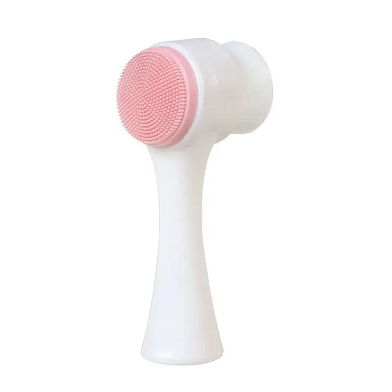 3D Double Silicone Facial Cleansing Brush Manual Massage Facial Brush Soft Bristles Exfoliator Double Sided Face Wash Brush